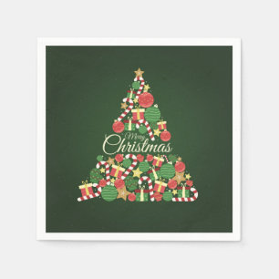 Weihnachtsbaum-Dinnerparty Serviette