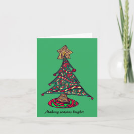 Weihnachtsbaum-Doodle-Karte Feiertagskarte