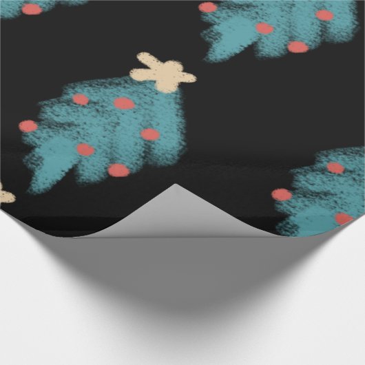 Weihnachtsbaum Doodles im Chalkboard Geschenkpapier (Ecke)