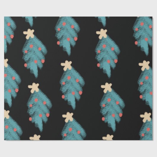 Weihnachtsbaum Doodles im Chalkboard Geschenkpapier (Flach)