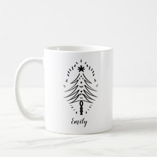Weihnachtsbaum-Doodles Whimsical Ink Art Zweifarbi Kaffeetasse