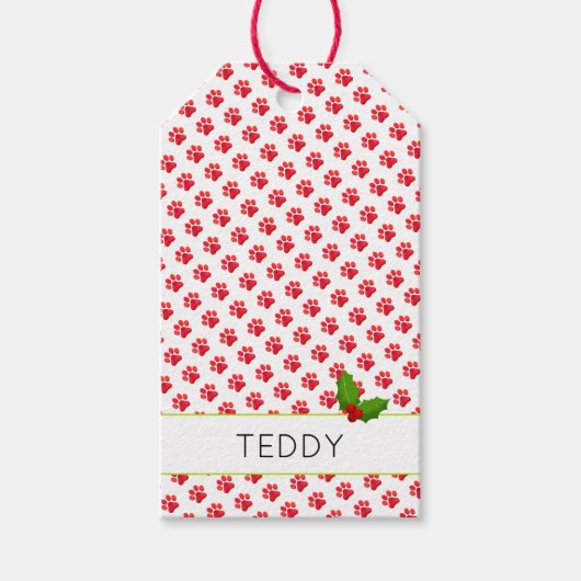 Weihnachtsbaum druckt Holly Name Holiday Fun Geschenkanhänger (Vorderseite)