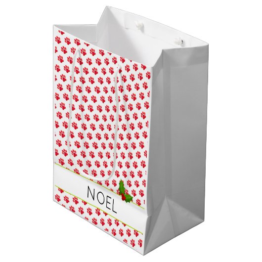 Weihnachtsbaum druckt Holly Name Holiday Fun Mittlere Geschenktüte (Vorderseite Schrägansicht)