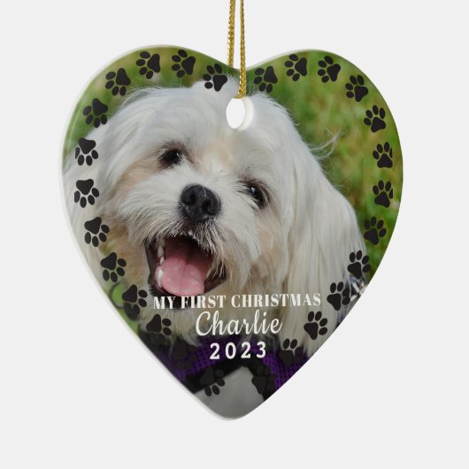 Weihnachtsbaum druckt Personalisiertes Foto für Ha Keramik Ornament (Rechts)