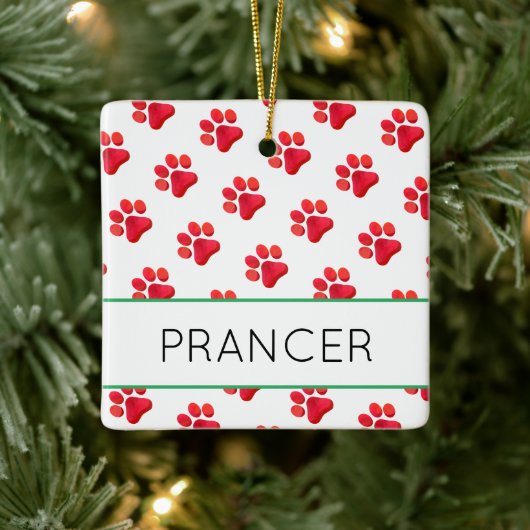 Weihnachtsbaum druckt Red PET NAME Holiday Fun Keramikornament (Baum)