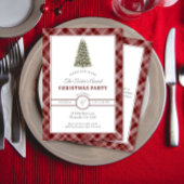 Weihnachtsbaum Dunkelrot Kariertes Weihnachtsfest  Einladung