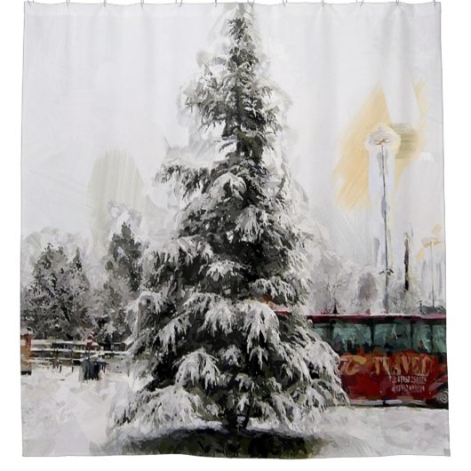 Weihnachtsbaum Duschvorhang (Vorderseite)
