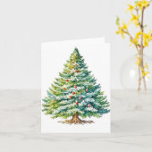 Weihnachtsbaum E - Wasserfarben & Pen Karte (Gelbe Blume)