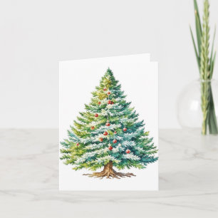 Weihnachtsbaum E - Wasserfarben & Pen Karte