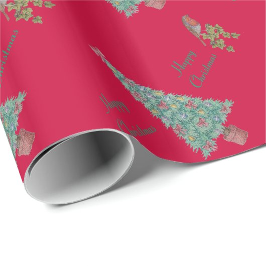 Weihnachtsbaum-Efeu der Saison Geschenkpapier (Rolleneckpunkt)