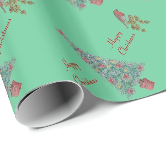 Weihnachtsbaum-Efeu saisonal Geschenkpapier (Rolleneckpunkt)