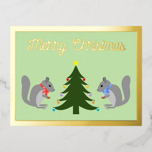 Weihnachtsbaum Eichhörnchen nach Maß dekorieren Folien Feiertagspostkarte