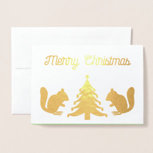 Weihnachtsbaum Eichhörnchen nach Maß dekorieren Folienkarte