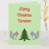 Weihnachtsbaum Eichhörnchen nach Maß dekorieren Karte (Gelbe Blume)