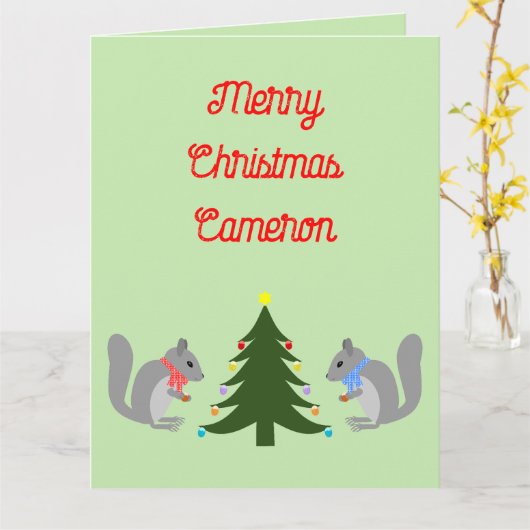 Weihnachtsbaum Eichhörnchen nach Maß dekorieren Karte (Gelbe Blume)