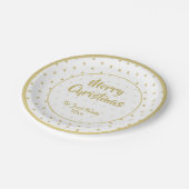 Weihnachtsbaum Einfaches Icon Muster Gold und Weiß Pappteller (Schrägansicht)