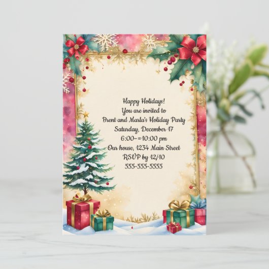 Weihnachtsbaum Einladung (Stehend Vorderseite)