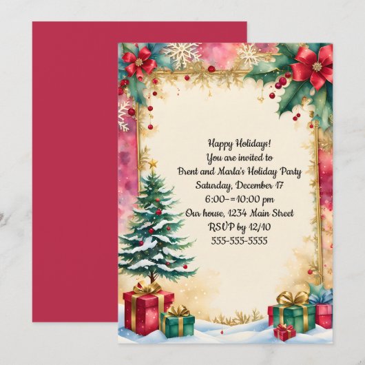 Weihnachtsbaum Einladung (Vorne/Hinten)