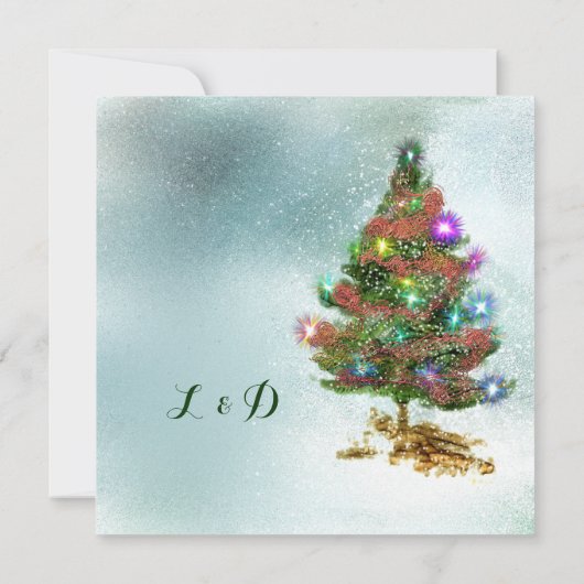 Weihnachtsbaum - Einladung zum Hochzeitsfeiern (Rückseite)