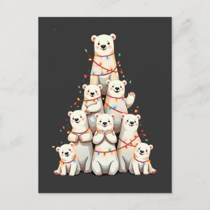 Weihnachtsbaum Eisbär Frohe Weihnachten Xmas  Einladungspostkarte