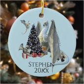 Weihnachtsbaum Eisdrache mit Babys Keramik Ornament
