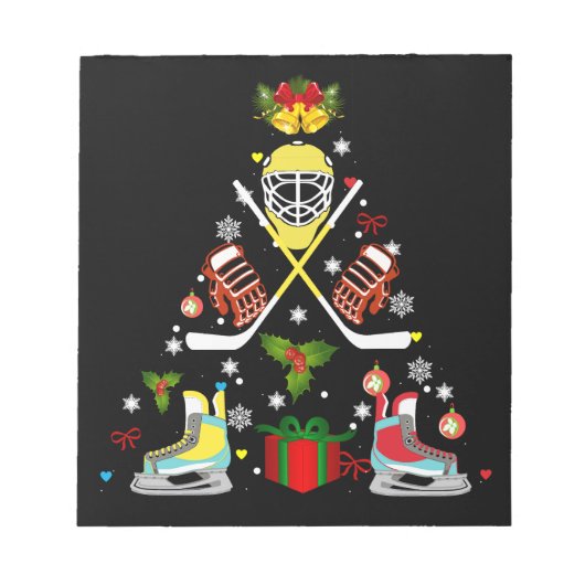 Weihnachtsbaum Eishockey Weihnachtsbaum Funny Xmas Notizblock (Vorderseite)