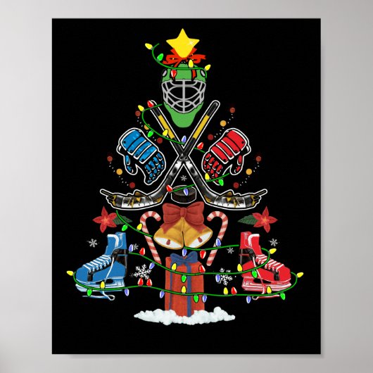 Weihnachtsbaum Eishockey Weihnachtsbaum Weihnachts Poster (Vorne)