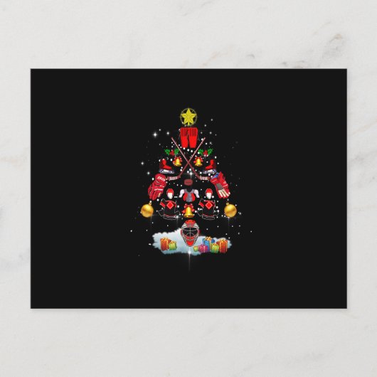 Weihnachtsbaum Eishockey Weihnachtsbaum Weihnachts Postkarte (Vorderseite)