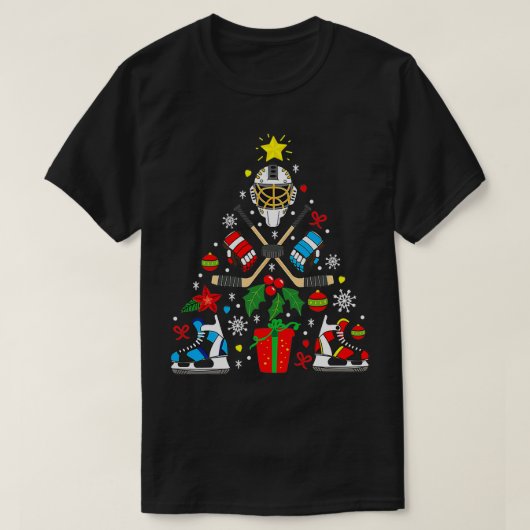 Weihnachtsbaum Eishockey Weihnachtsbaum Weihnachts T-Shirt (Design vorne)