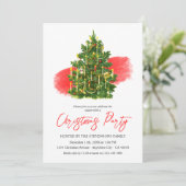 Weihnachtsbaum Elegante Red White Holiday Party Einladung (Stehend Vorderseite)