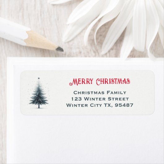 Weihnachtsbaum Elegante Rücksendeadressen-Aufklebe (Insitu)