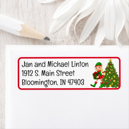 Weihnachtsbaum Elf Custom Return Address Label (Insitu)