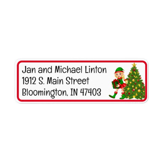 Weihnachtsbaum Elf Custom Return Address Label (Vorne)