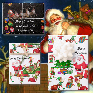 Weihnachtsbaum Elves Reindeer Geschenke Geschenkpapier Set