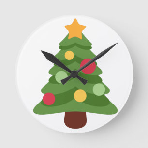 Weihnachtsbaum Emojis Runde Wanduhr