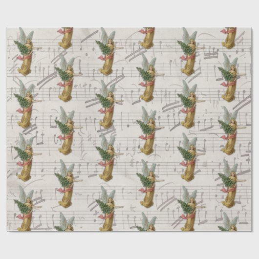 Weihnachtsbaum Engel Antike Viktorianische Papiers Geschenkpapier (Flach)