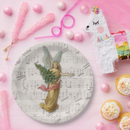 Weihnachtsbaum Engel Antike Viktorianische Papiers Pappteller (Party)