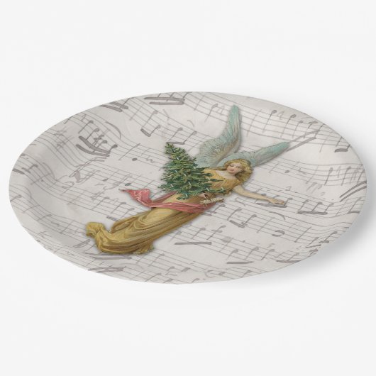 Weihnachtsbaum Engel Antike Viktorianische Papiers Pappteller (Schrägansicht)