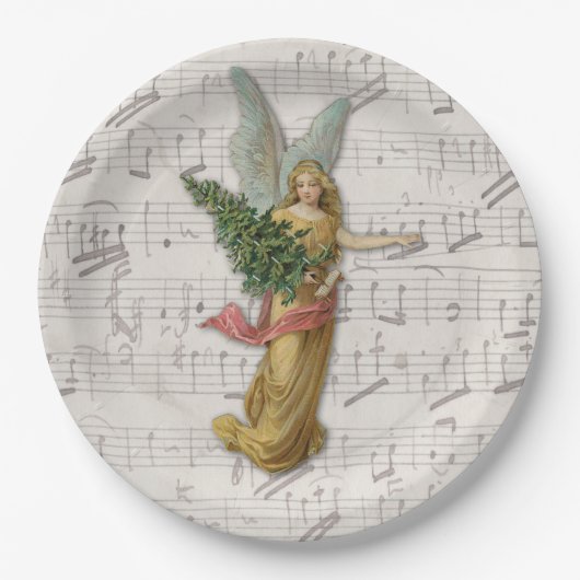 Weihnachtsbaum Engel Antike Viktorianische Papiers Pappteller (Vorderseite)