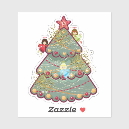 Weihnachtsbaum & Engel Vinyl Sticker (Blatt)
