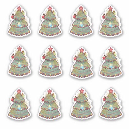 Weihnachtsbaum & Engel Vinyl Stickers Aufkleber (Vorderseite)