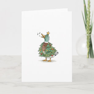 Weihnachtsbaum-Ente singt für lustige Feiertagslie Karte