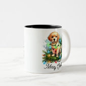 Weihnachtsbaum Eroberer Santa Dog Zweifarbige Tasse (VorderseiteRechts)