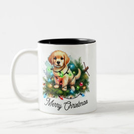 Weihnachtsbaum Eroberer Santa Dog Zweifarbige Tasse