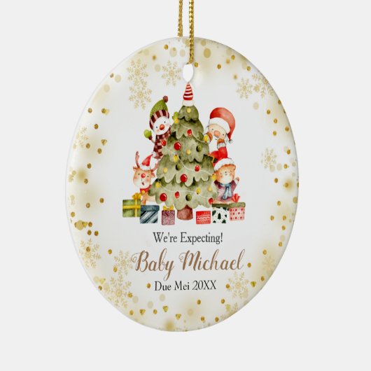 Weihnachtsbaum erwarten wir Eltern Keramik Ornament (Rechts)