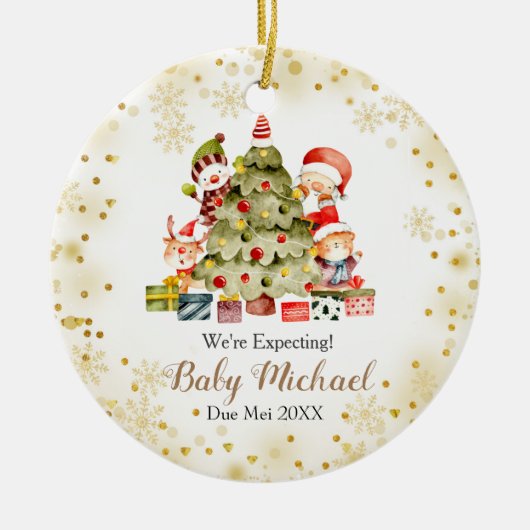 Weihnachtsbaum erwarten wir Eltern Keramik Ornament (Vorne)