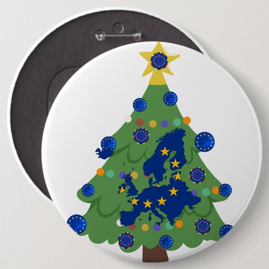 Weihnachtsbaum - Europäische Gewerkschaft | EU Eur Button (Vorne & Hinten)