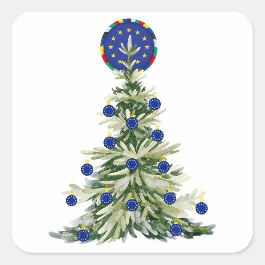 Weihnachtsbaum - Europäische Gewerkschaft | EU Eur Quadratischer Aufkleber (Vorderseite)