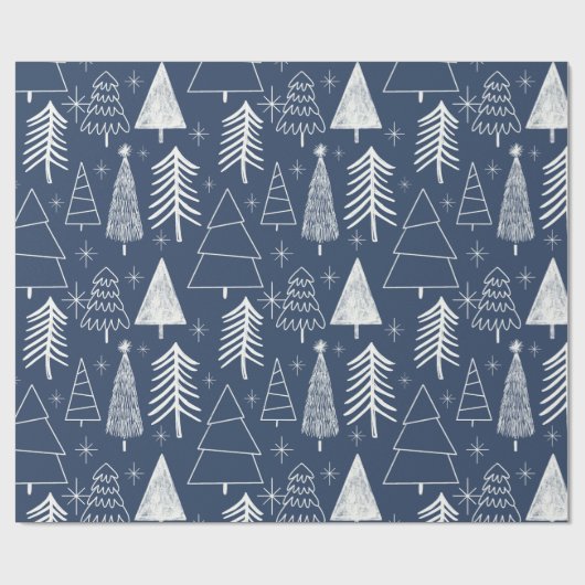 Weihnachtsbaum - Evergreen Tree - Pine Tree Blue Geschenkpapier (Flach)