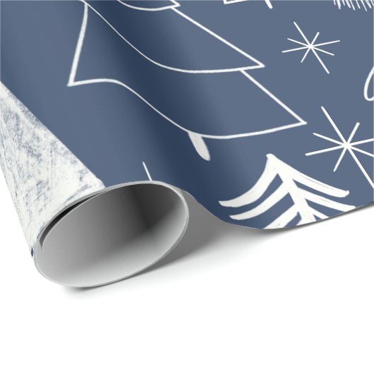Weihnachtsbaum - Evergreen Tree - Pine Tree Blue Geschenkpapier (Rolleneckpunkt)